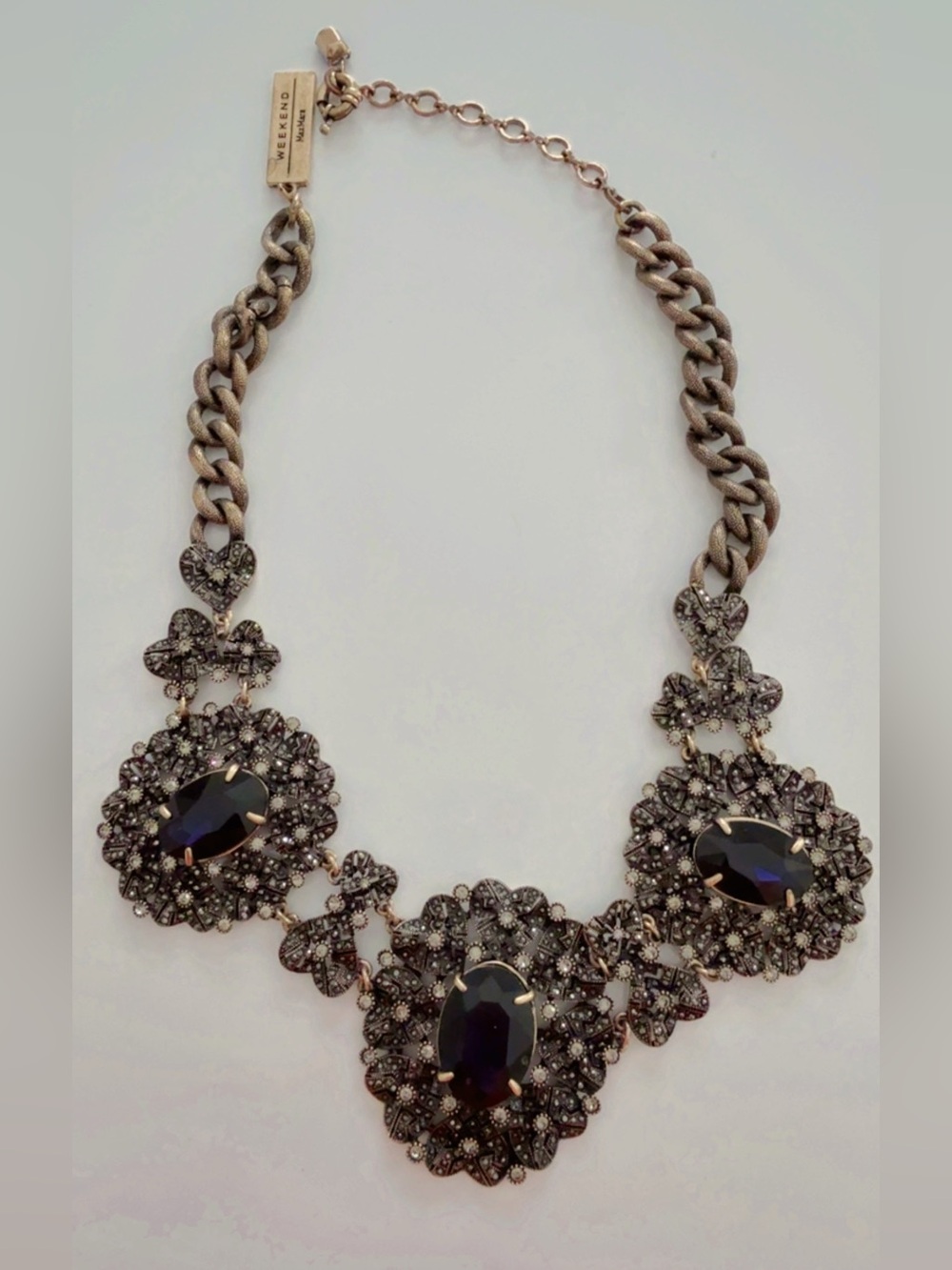 MaxMara Dark Purple Crystal Statement Necklace